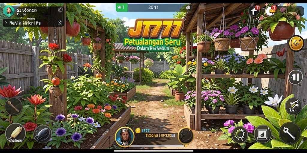 Tampilan gameplay JT777 dengan lapangan hijau dan tanaman yang subur.