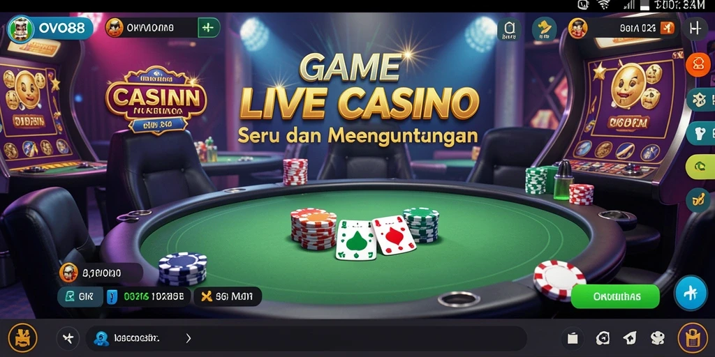 Screenshot gameplay OVO88 yang menampilkan dealer dan pemain dalam suasana Live Casino.