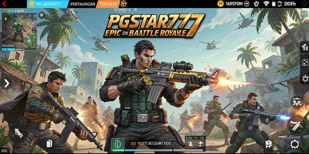 Screenshot PGSTAR777 menampilkan aksi mendebarkan dalam pertempuran Battle Royale.