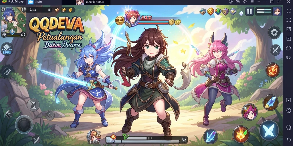 Screenshot gameplay QQDEWA menampilkan aksi seru dan karakter anime.
