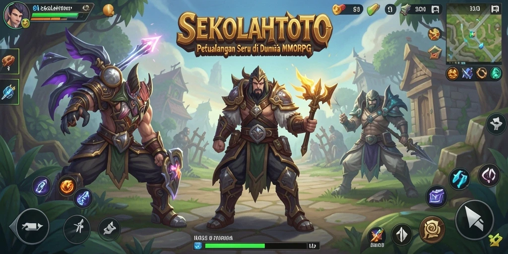 Tangkapan layar gameplay <strong>SEKOLAHTOTO</strong> menunjukkan pertempuran seru di dunia fantasi.