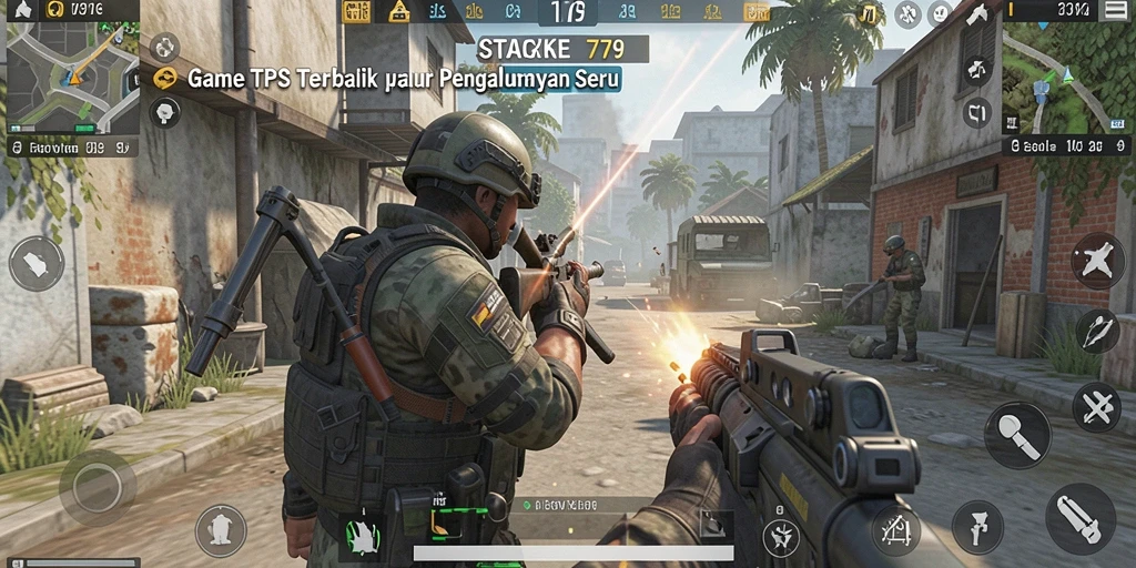 Screenshot STAKE779 menampilkan pertempuran TPS yang mendebarkan.