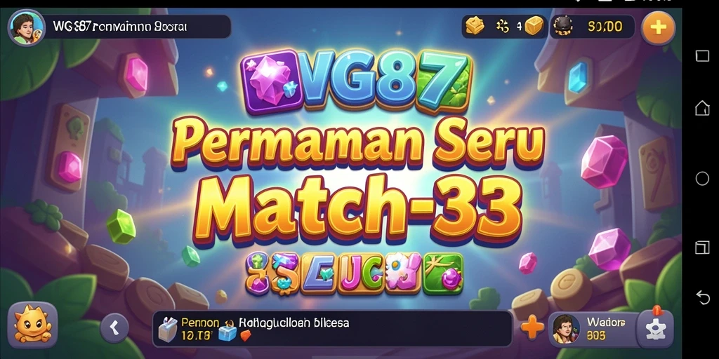 Screenshot permainan WG87 menampilkan aksi Match-3 yang seru dan penuh warna.