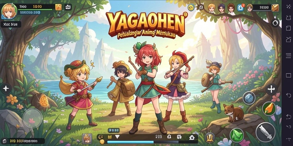 Screenshot gameplay YAGAOHEN menampilkan karakter anime dalam aksi penuh warna.